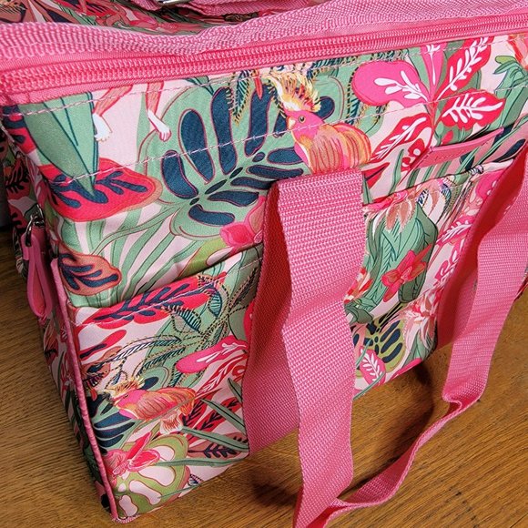 Vera Bradley Cooler Pink Tropical Palm Trees Picnic Beach Lunch New - Picture 9 of 12